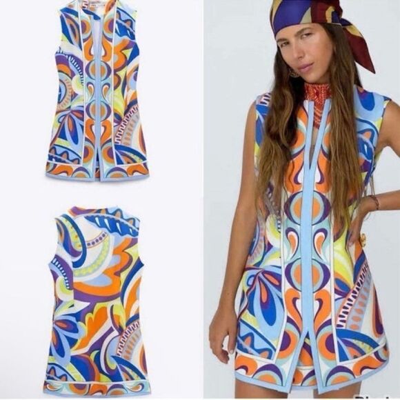 Zara Multi Colored Printed Mini Dress(Size Small) - Picture 2 of 9